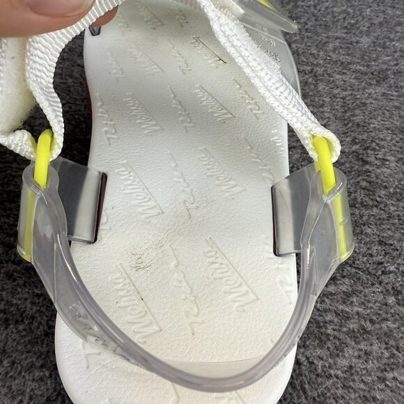 ✅Melissa Papete Rider Sport Sandals Womens 8 Rubber Hook & Loop White/Yellow/Red - Picture 4 of 10